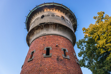 Abandoned water tower in small Swiekatowo village in Kujawy-Pomerania Province, Poland