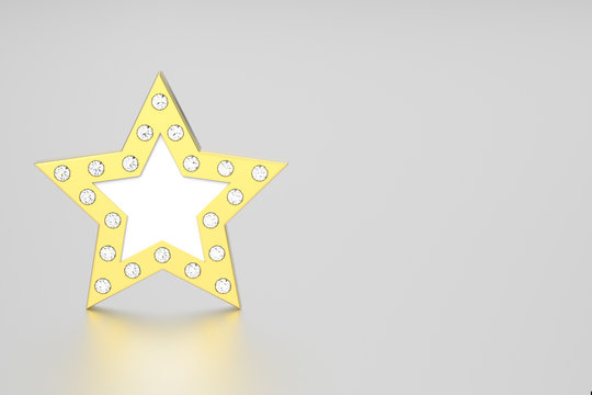 3D illustration gold star with diamonds
