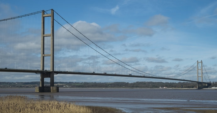View of the Humber suspension Bridge looking towards the north