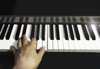 Beautiful scene of Playing Piano with one hand.