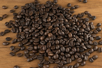 coffee beans on table wood vintage background