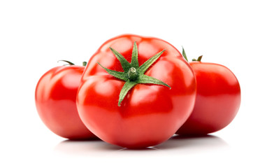 organic tomatoes on white ..