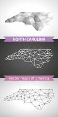 North Carolina collection of vector design modern maps, gray and black and silver dot outline mosaic 3d map