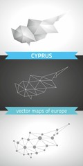 Cyprus collection of vector design modern maps, gray and black and silver dot contour mosaic 3d map