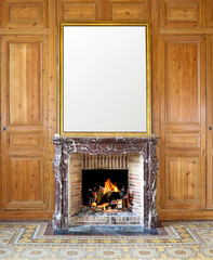Vintage fireplace with miror