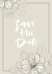 Save the date card with anemone