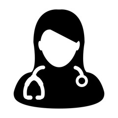 Doctor Icon - Flat Vector Woman Medical Physician Glyph Pictogram Symbol illustration