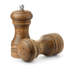 Wooden salt shaker and pepper mill © Coprid