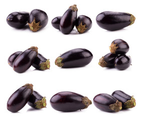 Eggplant or aubergine vegetable isolated on white background.