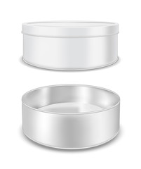 Round metal can for food, cookies and gifts