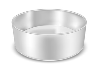 Round metal can for food, cookies and gifts. Flower vase