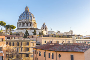 Fototapeta na wymiar The dome of St. Peter's Basilica in the Vatican