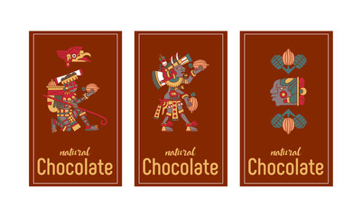 Vector illustration aztec cacao seamless pattern for chocolate package design.
