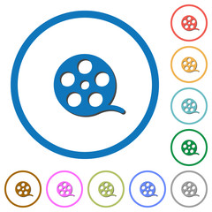 Movie roll icons with shadows and outlines