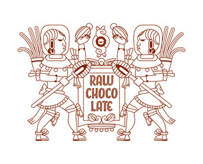 Vector illustration aztec cacao pattern for chocolate package design.