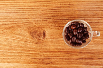 Coffee beans in the coffee maker machine.