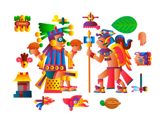 Obraz na płótnie Canvas Vector illustration aztec cacao logo collection for chocolate package design.