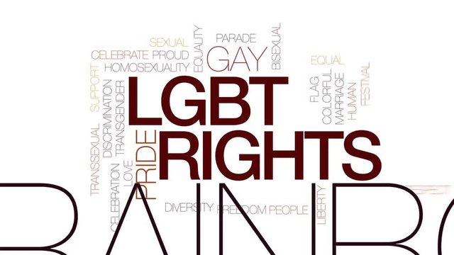 LGBT rights animated word cloud, text design animation. Kinetic typography.