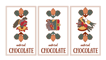 Fototapeta premium Vector illustration aztec cacao pattern for chocolate package design.