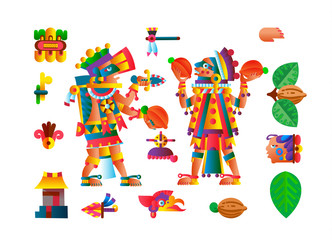 Vector illustration aztec cacao pattern for chocolate package design.