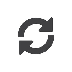Refresh icon in black on a white background. Vector illustration