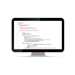 Computer display with simple website HTML code
