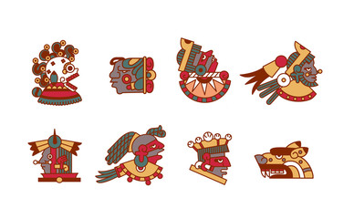 Vector illustration aztec avatar collection. © sergeygerasimov