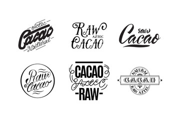 Vector illustration aztec cacao logo collection for chocolate package design.
