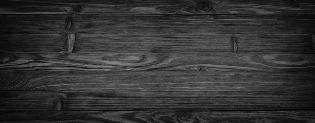 Naklejka premium Dark black wooden texture. panoramic Vintage rustic style. wood Natural surface