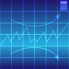 Abstract graph on blue background