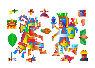 Vector illustration aztec cacao pattern for chocolate package design.