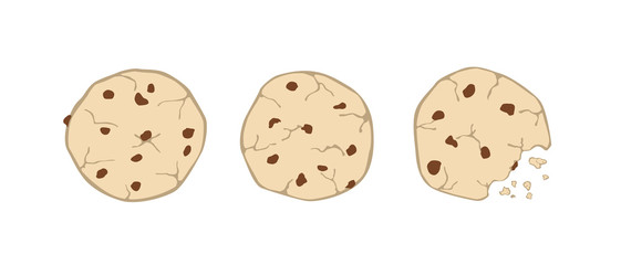 Set of vector cartoon illustration of delicious cookies isolated on white background