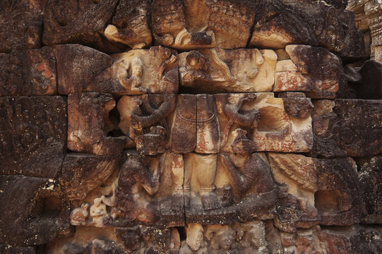 Ancient bas-relief in Angkor, Cambodia