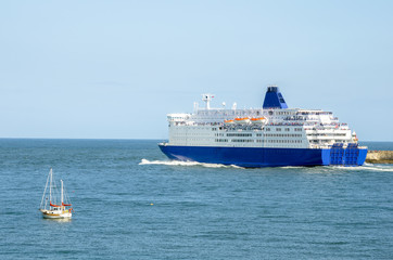 Ferry Leaving the Port on a Sunny Day