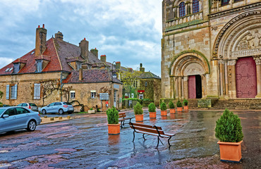 Street at Vezelay Abbey of Bourgogne Franche Comte of France