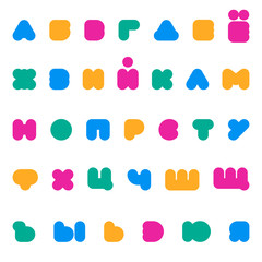 Kids multicolored rounded bold Cyrillic font.