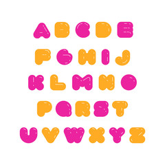 Kids multicolored rounded bold English font. .