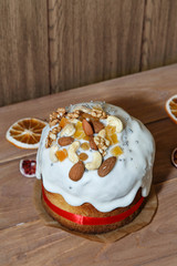  Nice Easter cake on wooden background