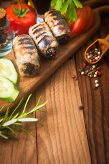 Sheftalia - kebab with salad