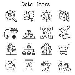 Database , Data & Graph icon set in thin line style