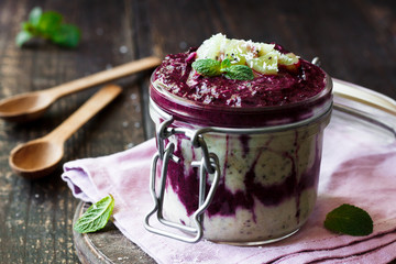 Healthy dessert with berries and fruits