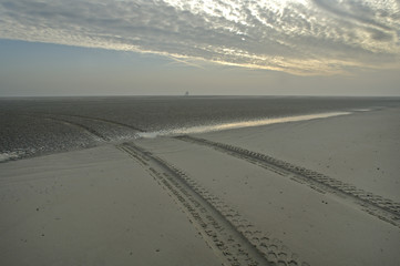 Deserted beach on the island Vlieland, the Netherlands.