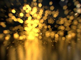 Glitter lights or sparks background. Gold and black. De-focused, bokeh. 3d illustration
