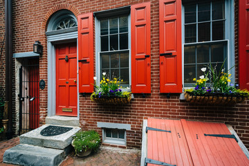 Fototapeta na wymiar House in Elfreth's Alley, in Old City, Philadelphia, Pennsylvania.