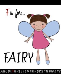Illustrated vocabulary worksheet card with cartoon FAIRY
