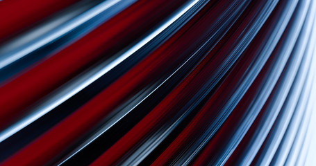 Metallic Reflection. Silver 3D Abstract red and blue metal background