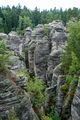 Rock pillar nature park in the Czech Republic. View from the mountain tops.