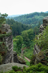 Rock pillar nature park in the Czech Republic. View from the mountain tops.