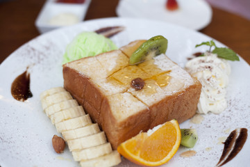 Honey Toast on White Dish