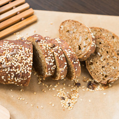 Bread with sunflower seeds and sesame seeds